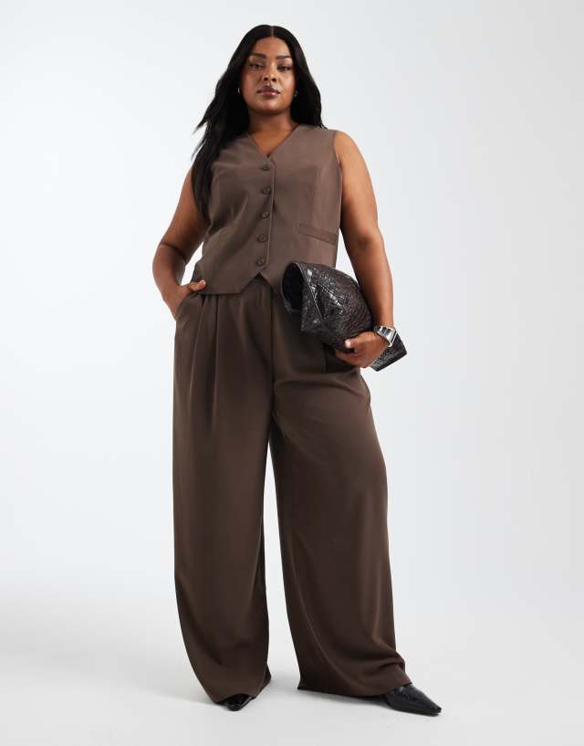 Only Curve - Wide Leg Tailored Pants - Women - Polyester/Spandex - 44 EU