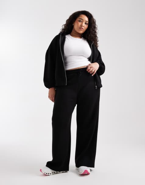 ONLY Curve wide leg trackies in black (Part of a set) - view 1