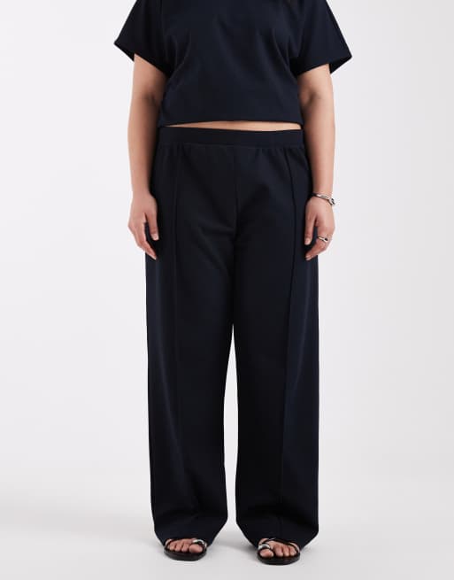 ONLY Curve wide leg trousers co-ord in navy, 2 of 5
