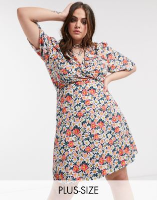 wrap floral mini dresses