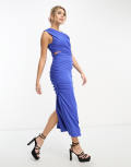 [ONLY] Only cut out detail ruched maxi dress in royal blue L Royal Blue