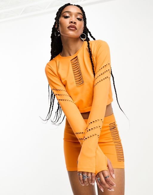 Only cut out seamless top in orange - part of a set