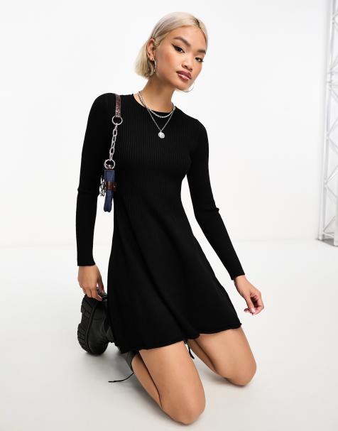 Only – Czarna dzianinowa sukienka skater mini - view 1