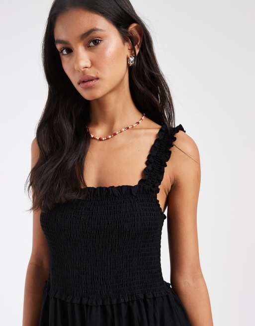 ONLY – Czarna gnieciona sukienka maxi, 2 z 4