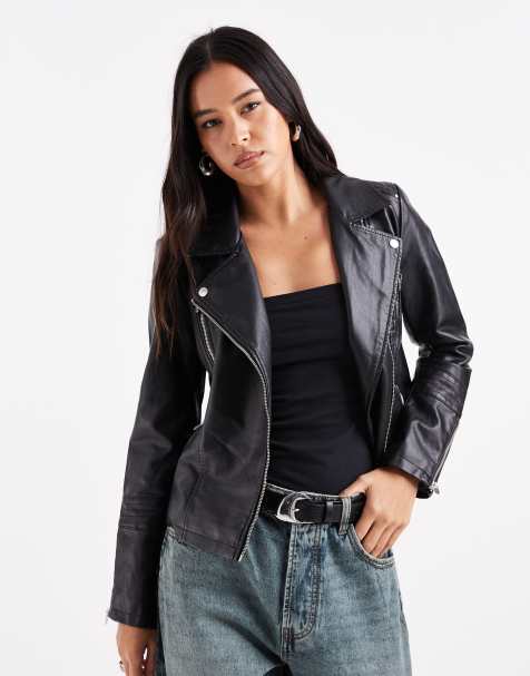 ONLY faux leather biker jacket in black 