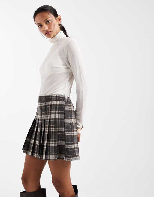 ONLY – Czarna spódnica mini z zakładkami, w kratkę, 2 z 5