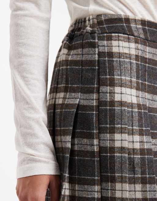 ONLY – Czarna spódnica mini z zakładkami, w kratkę, 4 z 5