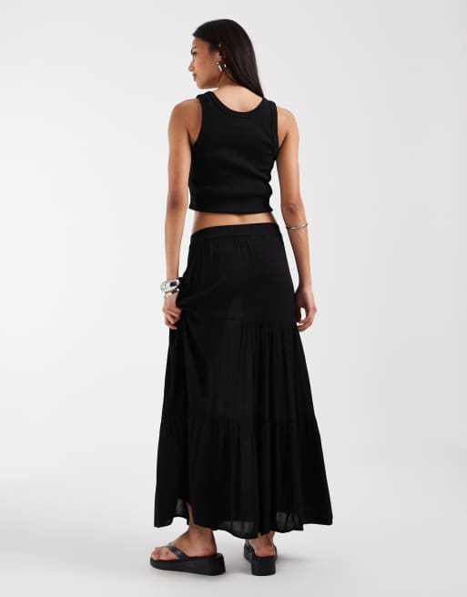 ONLY – Czarna warstwowa spódnica maxi, 5 z 5