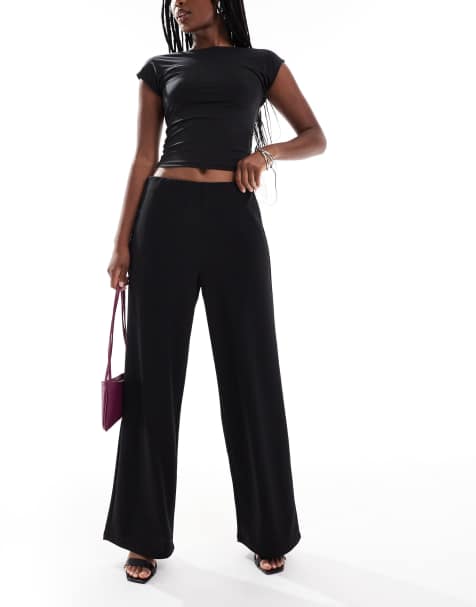 ONLY wide leg tailored trousers in black