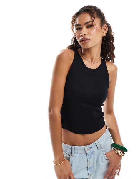 ONLY built-in bra ribbed tank top in black