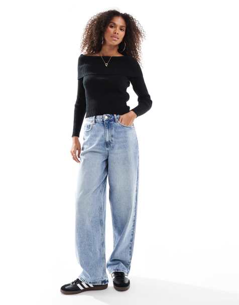 ONLY off shoulder knitted jumper in black 