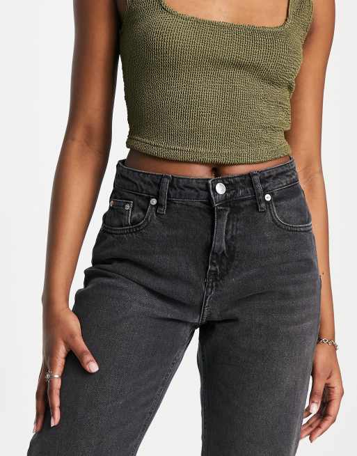 ONLY Dad wide straight leg jeans in washed black  , 3 of 4
