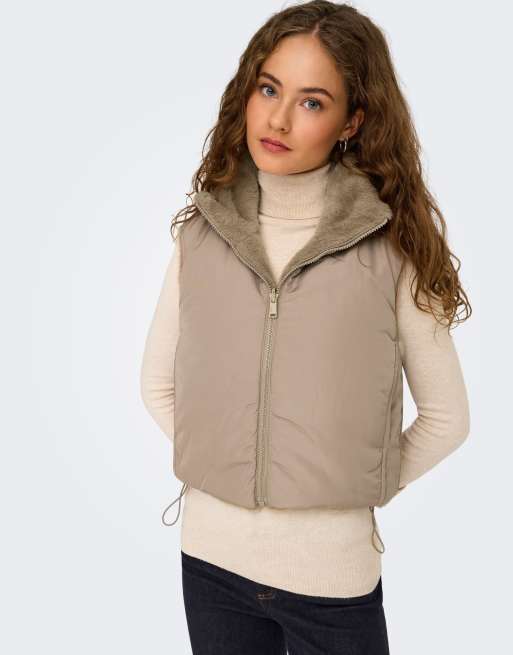 ONLY Dana gilet double-face in pelliccia sintetica marrone, 4 di 7