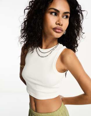 Only - Débardeur crop top - Blanc