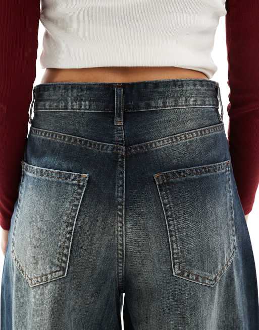 ONLY - Demi - Jeans met extra wijde pijpen in vintage donkerblauwe wassing, 4 van 5