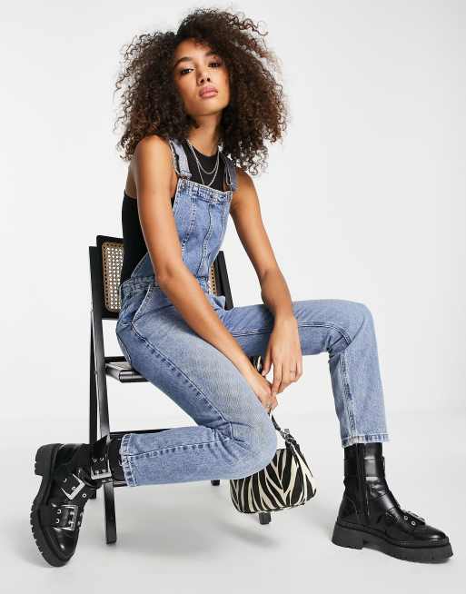 ASOS DESIGN denim overall in stonewash blue  Rompers womens jumpsuit,  Overalls outfit, Denim overalls