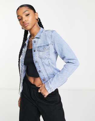 Only Denim Jacket In Light Blue Wash