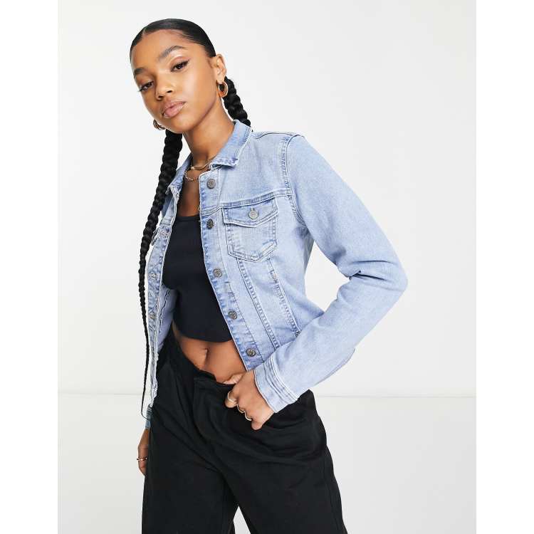 ASOS DESIGN classic fit denim jacket in light purple wash