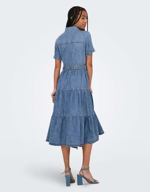 ONLY - Denim jurk in medium blauw, 2 van 7