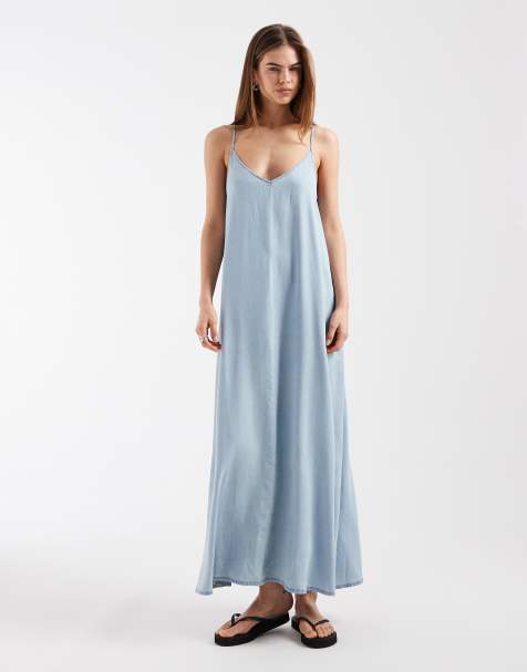ONLY chambray maxi dress in light blue