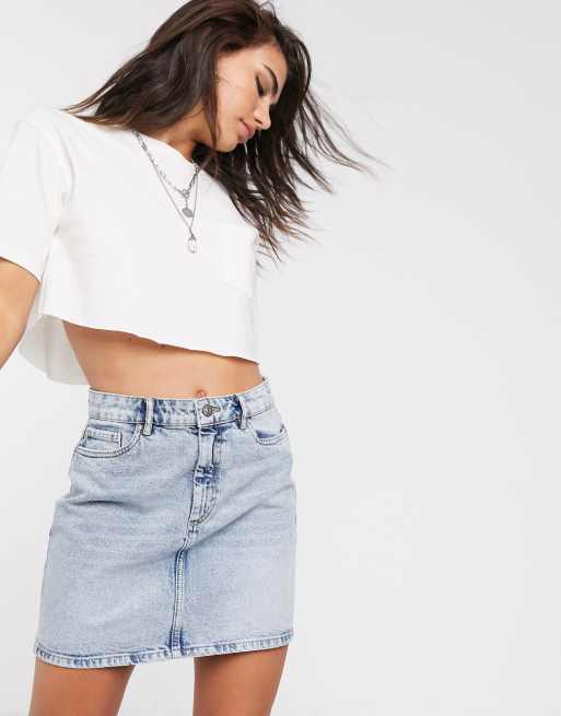 Stone washed denim store skirt