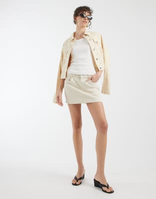 Only Denim Mini Skirt In Neutral