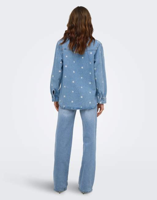 ONLY denim overhemd in lichtblauw denim, 2 van 7