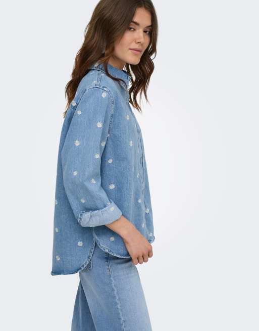 ONLY denim overhemd in lichtblauw denim, 6 van 7