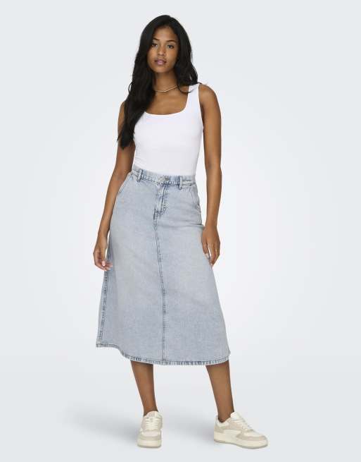 ONLY - Denim rok in lichtblauw