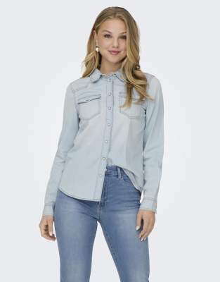 ONLY ONLY Denim shirt in light blue denim