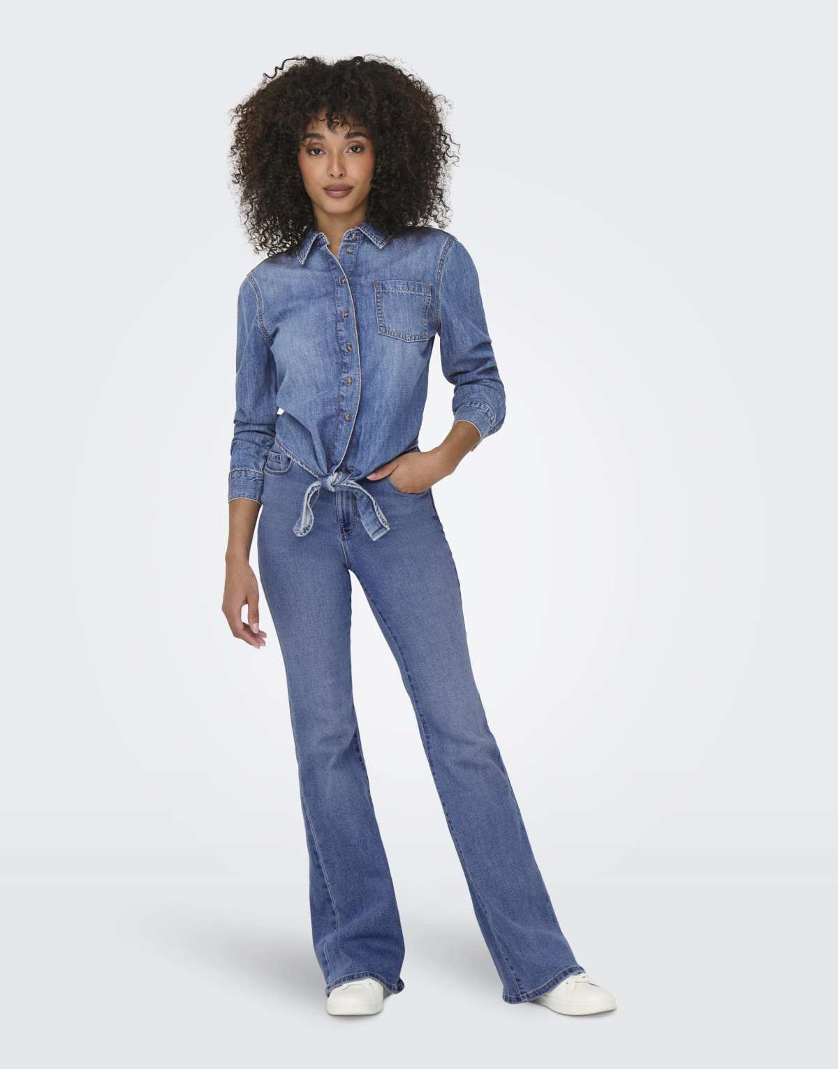 ONLY Denim shirt in medium blue denim