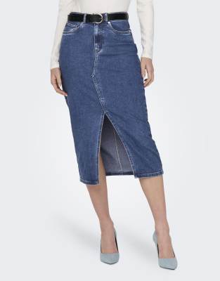 ONLY ONLY Denim skirt in medium blue denim