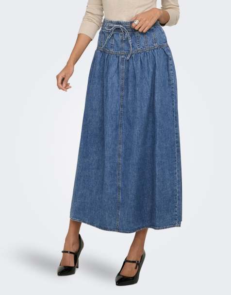 ONLY Denim skirt in medium blue denim - view 1