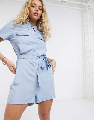 denim utility romper
