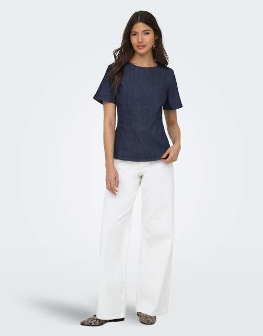 ONLY denimskjorte i mørkeblå denim, 3 af 7