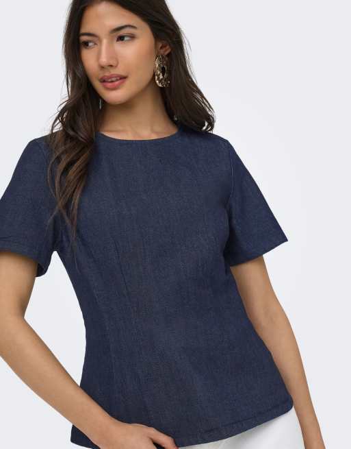 ONLY denimskjorte i mørkeblå denim, 5 af 7