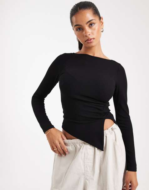 ONLY detail long sleeve top in black - view 1