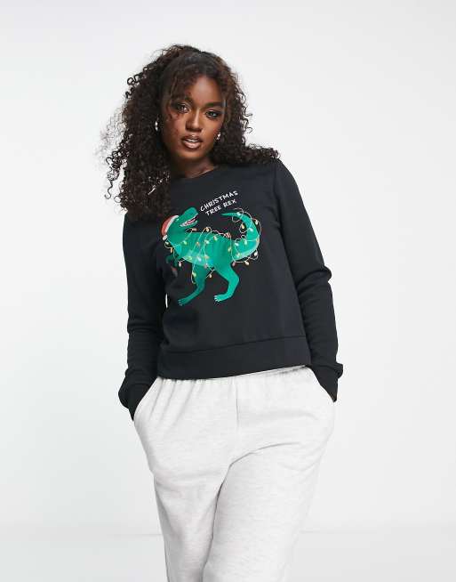 Dinosaur christmas sale jumper womens