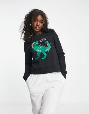 Only Dinosaur Christmas Sweater In Black