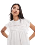 [ONLY] ONLY dobby detail frill sleeve top in white 12-14 Cloud Dancer