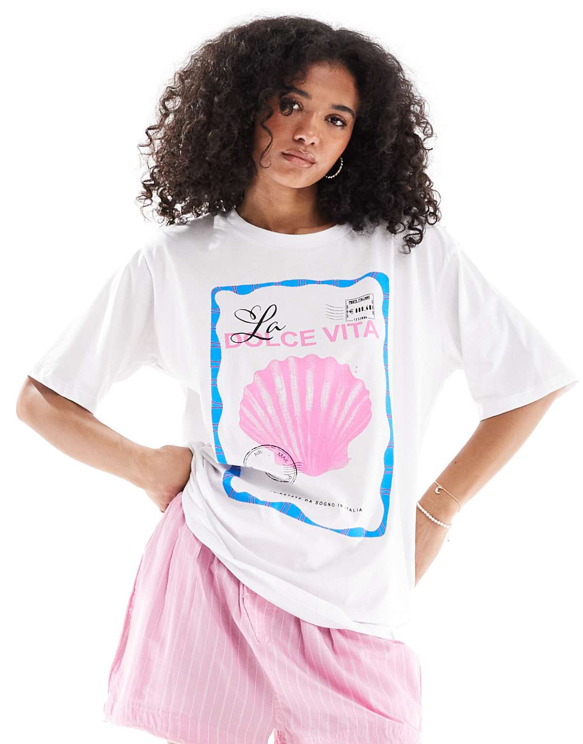 ONLY dolce vita graphic boyfriend fit t-shirt in white