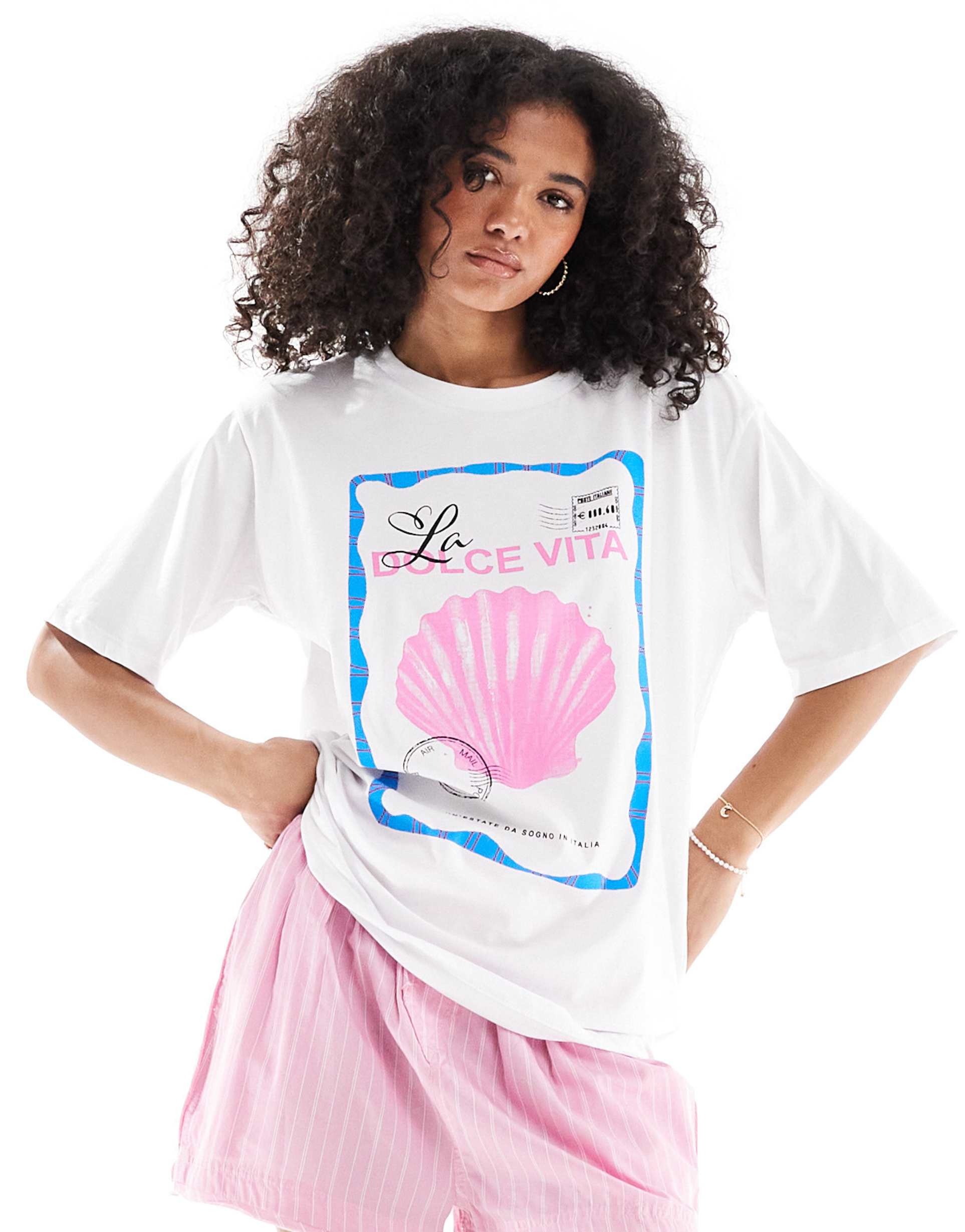 only dolce vita graphic boyfriend fit t-shirt in white