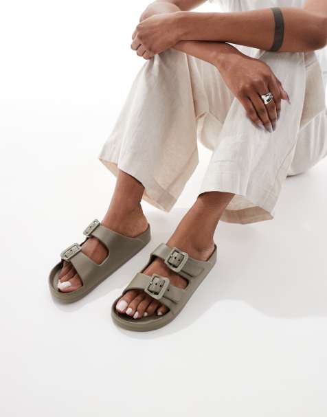 ONLY – Doppelriemchensandalen in Hellbraun - view 1