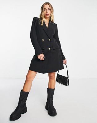 Only double breasted mini blazer dress in black