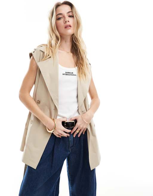 Only double breasted trench waistcoat in stone , 2 of 4