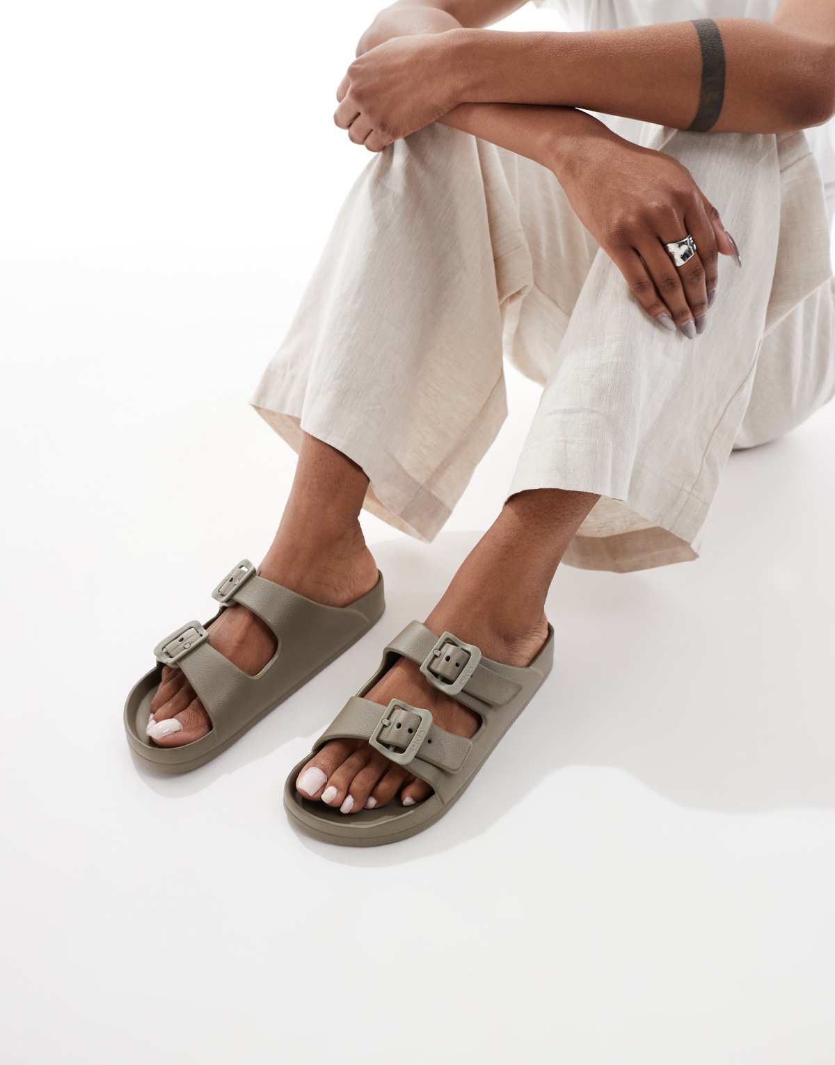 ONLY double strap sandal in light brown