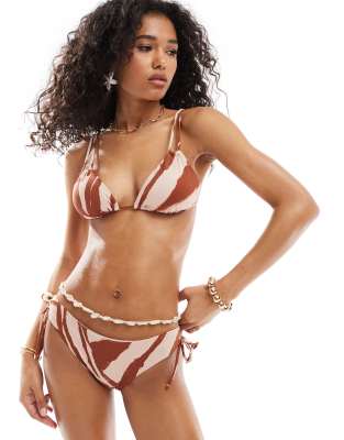 Only Double String Bikini Top In Brown Zebra Print - Part Of A Set In Brown