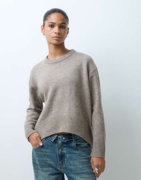 ONLY drop shoulder knit jumper in beige - view 1