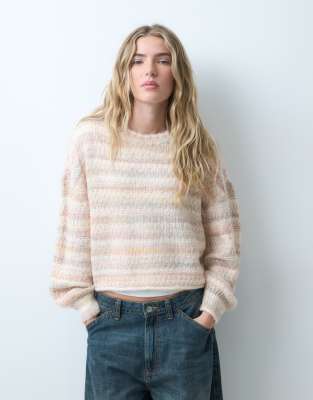 Only Drop Shoulder Knitted Sweater In Pink