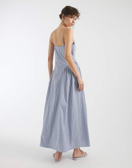 ONLY dropped waist maxi dress in light blue stripes